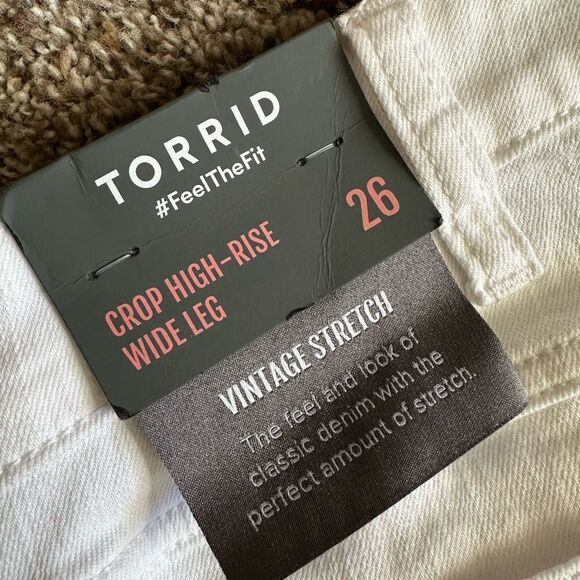 Torrid Crop High Rise Wide Leg Jeans New White Womens Plus Size 26 - Picture 7 of 10